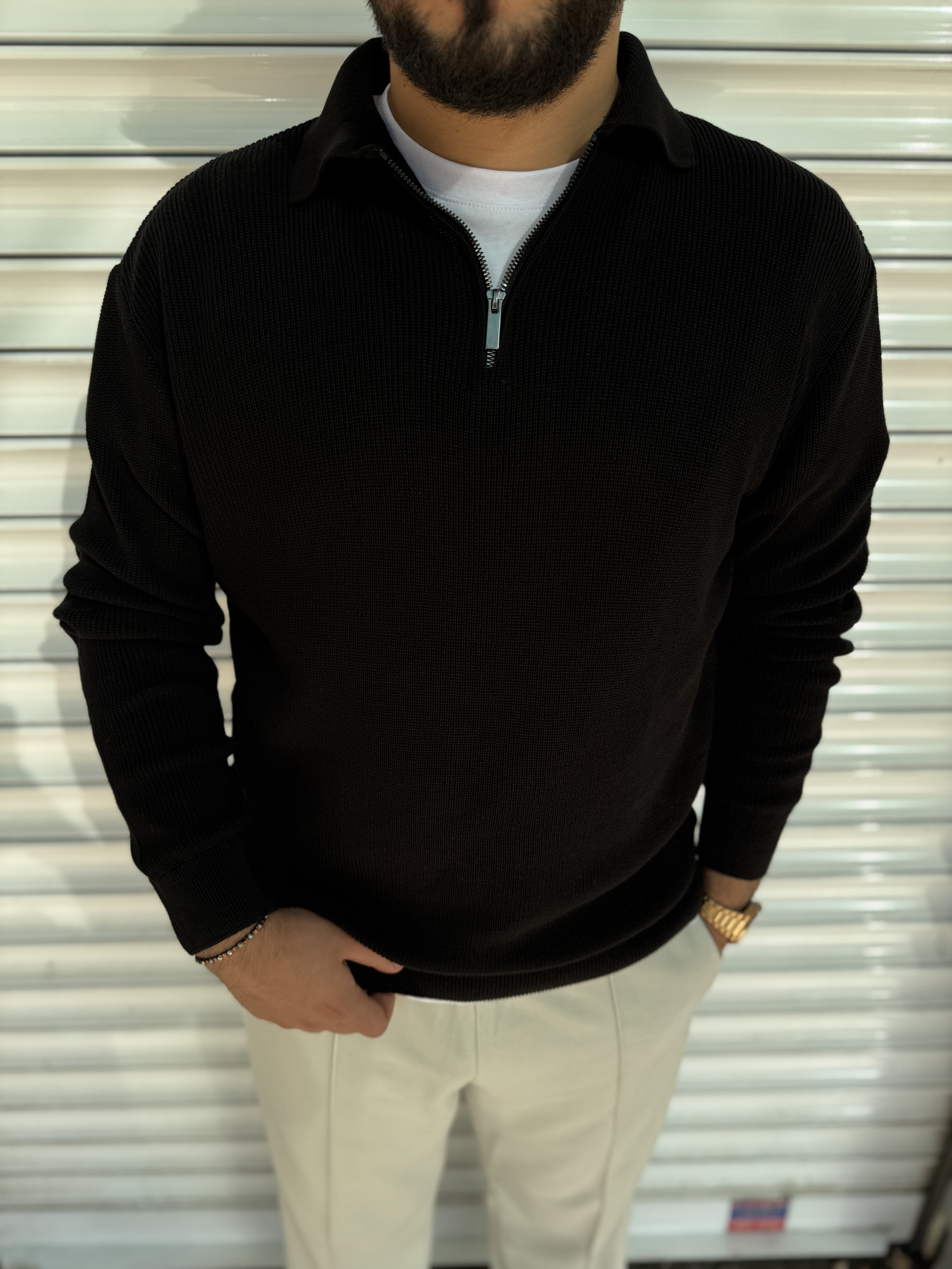 YAKA FERMUARLI TRİKO KAZAK - TRİKO KAZAK